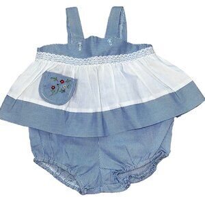 A Maude Wilson Style Size 0 Blue White Stripe Dress & Bloomers Set Size 0